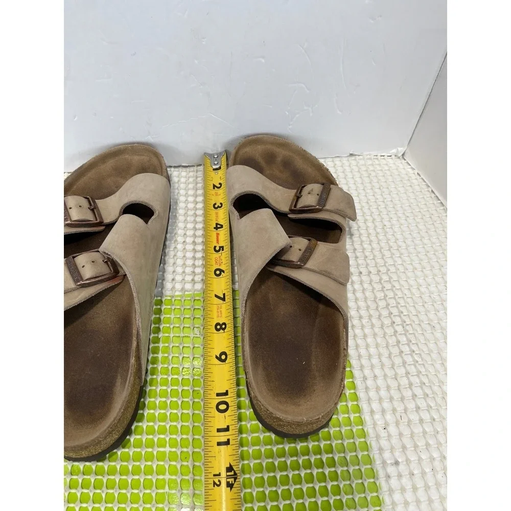 Birkenstock Arizona Tobacco Brown Nubuck Leather Slide Sandals